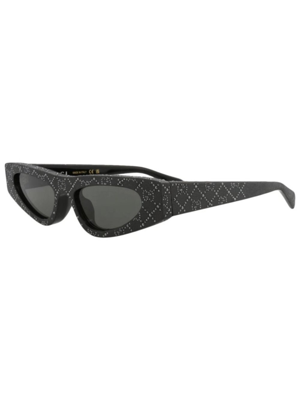 New Gucci Women's Sunglasses Cat Eye Recycled Acetate Frame Black Black Grey